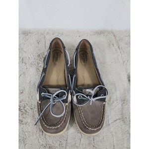 Womens Size 9 M Sperry Top Sider TaupeSilver  Boat Shoes